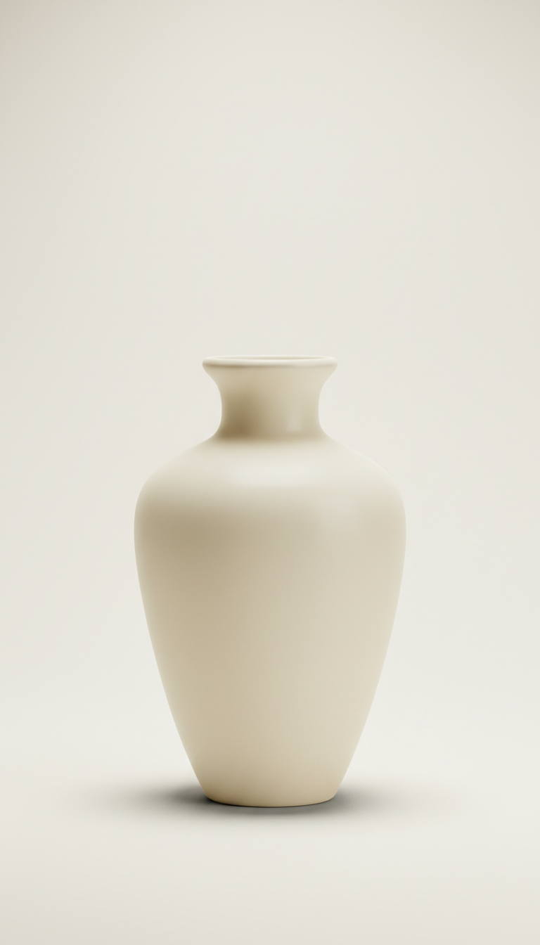 Ivory Glass Vase, Handblown Finish