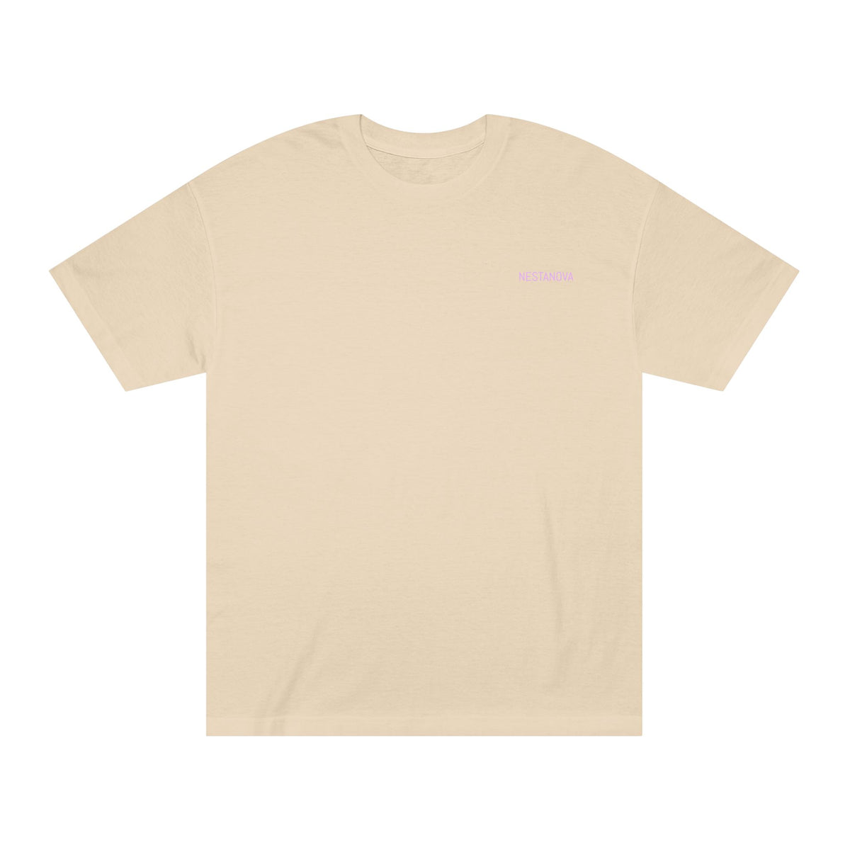 Classic White Tee — Minimal Lilac Chest Logo