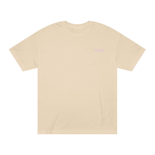 Classic White Tee — Minimal Lilac Chest Logo