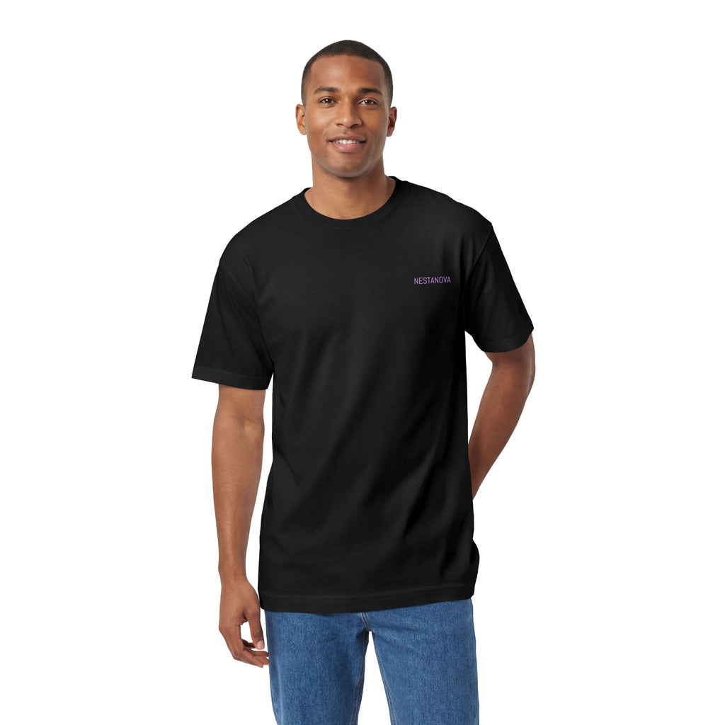 Classic White Tee — Minimal Lilac Chest Logo