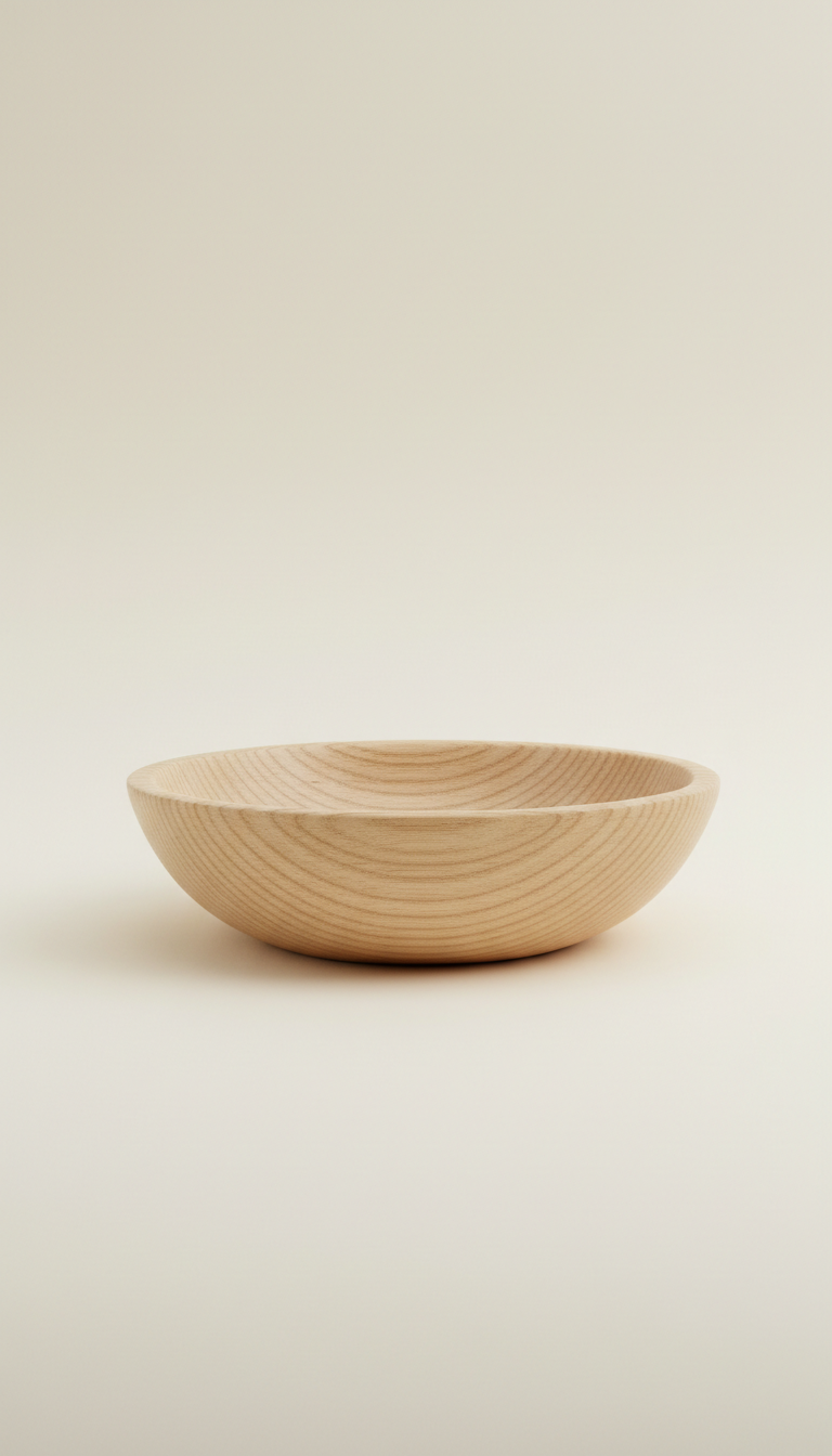 Ash Wood Decorative Bowl, Wide Rim